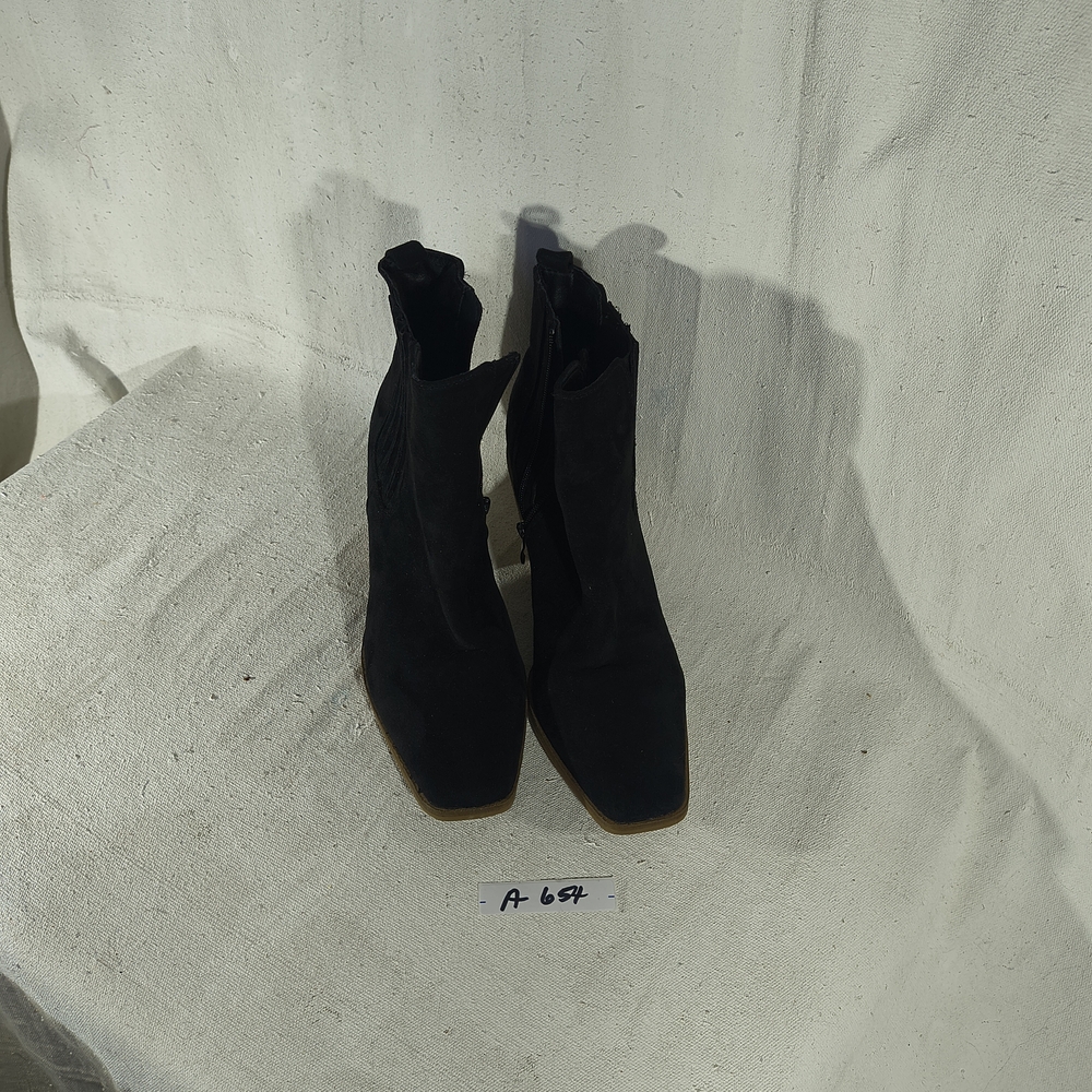 Women's Size 10 Black Suede Ankle Boots With 3.5" Wedge Heels by Beast Fashion